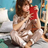 Short Sleeve Silk Pajamas Set