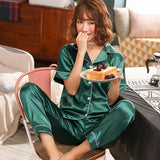 Short Sleeve Silk Pajamas Set